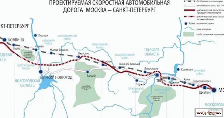 Kako izgleda cestovna cesta Moskva - St. Petersburg?